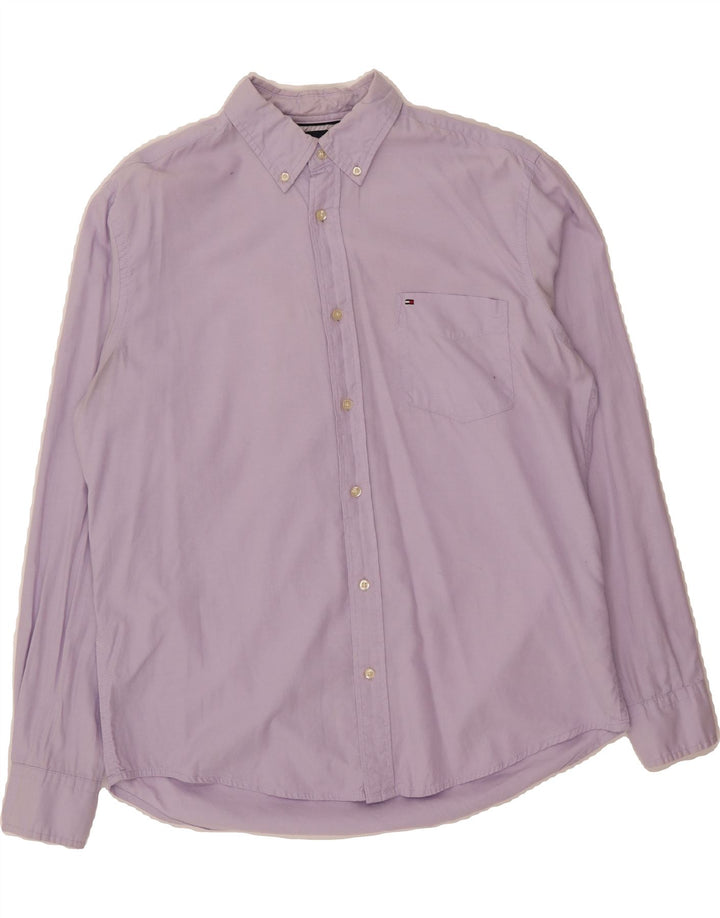 TOMMY HILFIGER Mens Classic Fit Shirt Medium Purple Cotton Vintage Tommy Hilfiger and Second-Hand Tommy Hilfiger from Messina Hembry 