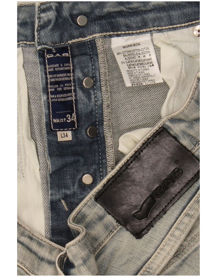 Gas Mens Morrison Slim Jeans W34 L34 Blue Cotton