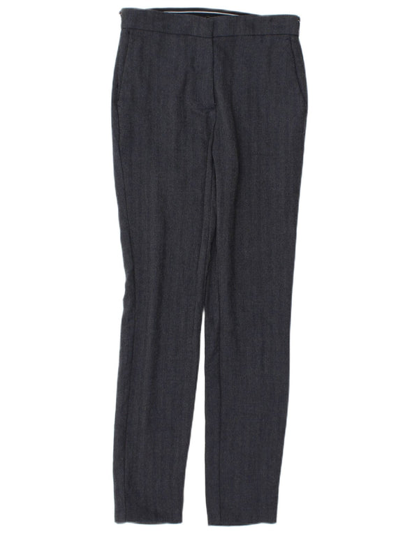 Zara Pantalon Chino Slim Femme XS W24 L28 Bleu Marine Chevrons