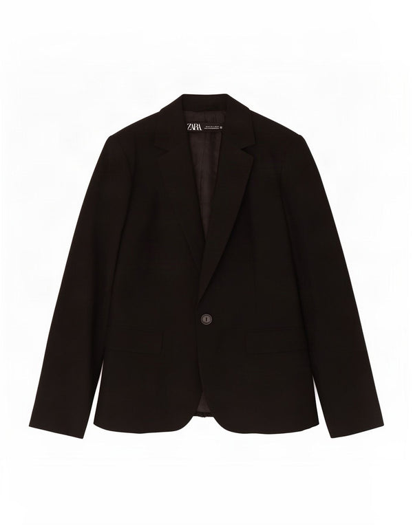 Jaqueta blazer feminina Zara com 1 botão EU 36 XS preto poliéster