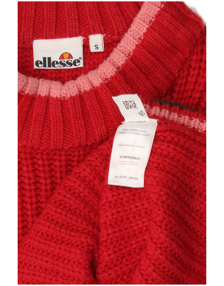 Ellesse Womens Crop Oversized Turtle Neck Jumper Sweater UK 10 Small Red