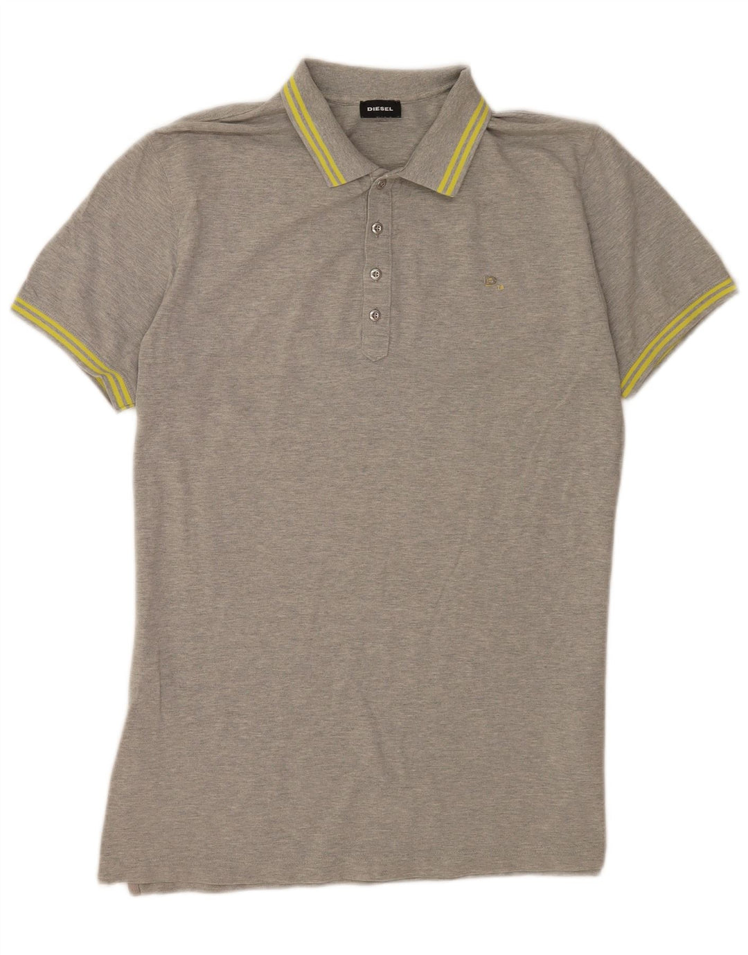 Diesel Mens Polo Shirt XL Grey Striped Cotton