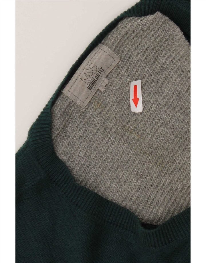 Marks & Spencer Pull coupe classique à col en V pour homme, grand coton vert
