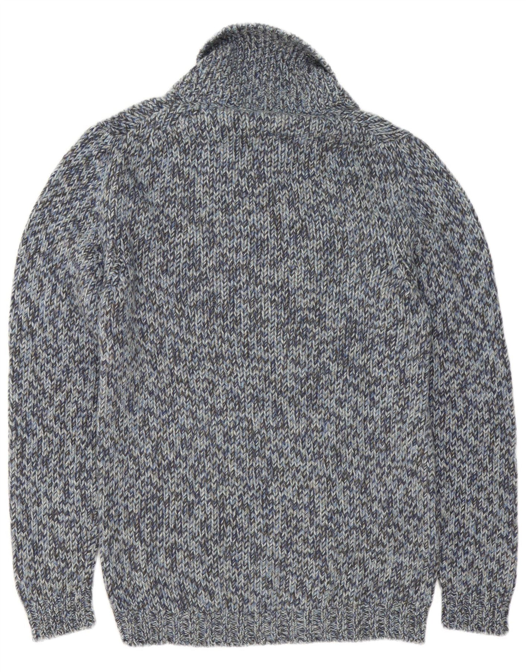 Fred Perry Herre Shawl Neck Jumper Sweater Medium Blue Flecked Wool