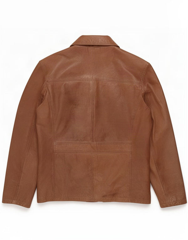 Vintage Mens 2 Button Leather Blazer Jacket UK 40 Large Brown