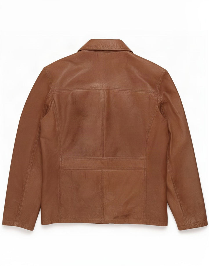 Vintage Mens 2 Button Leather Blazer Jacket UK 40 Large Brown