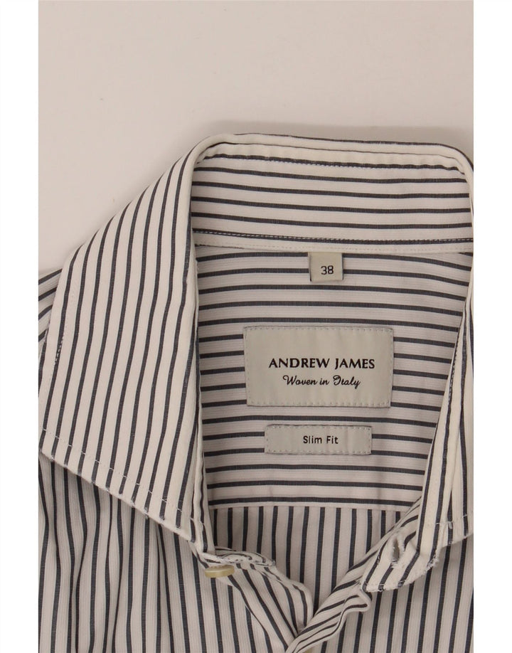 ANDREW JAMES Mens Slim Fit Shirt Size 38 Medium White Striped Vintage Andrew James and Second-Hand Andrew James from Messina Hembry 