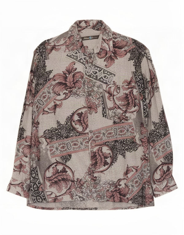 Hatico Mens Abstract Pattern Shirt Medium Grey Viscose