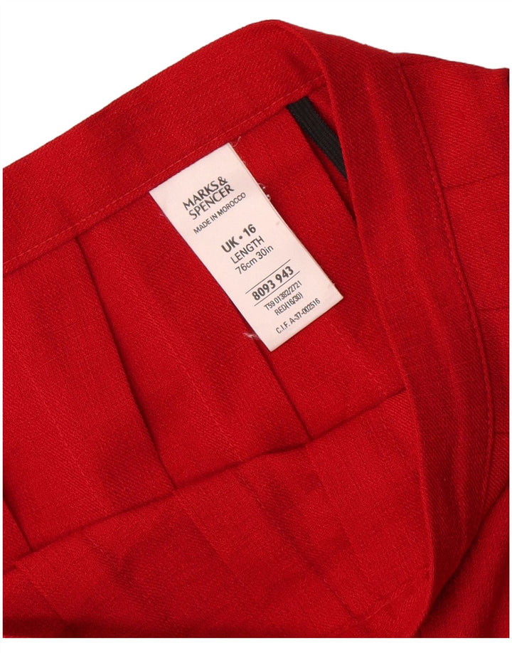 Marks & Spencer Womens Knife Pleated Skirt UK 16 Large W32 Red Polyester