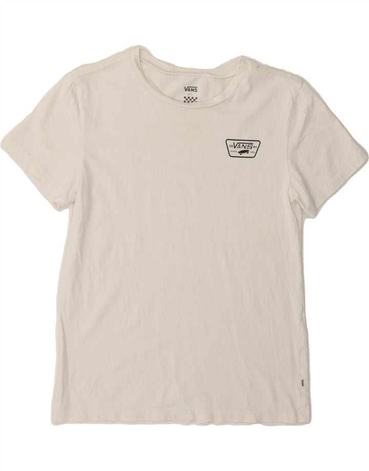 VANS Womens Graphic T-Shirt Top UK 10 Small White Vintage Vans and Second-Hand Vans from Messina Hembry 