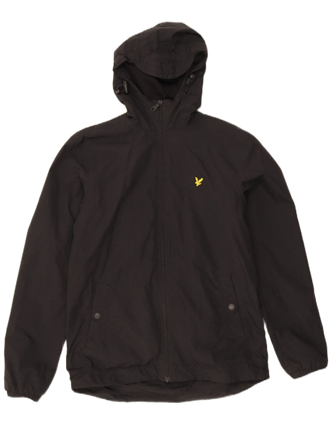 Lyle & Scott Herren-Regenjacke mit Kapuze, UK 36, Small, schwarzes Nylon