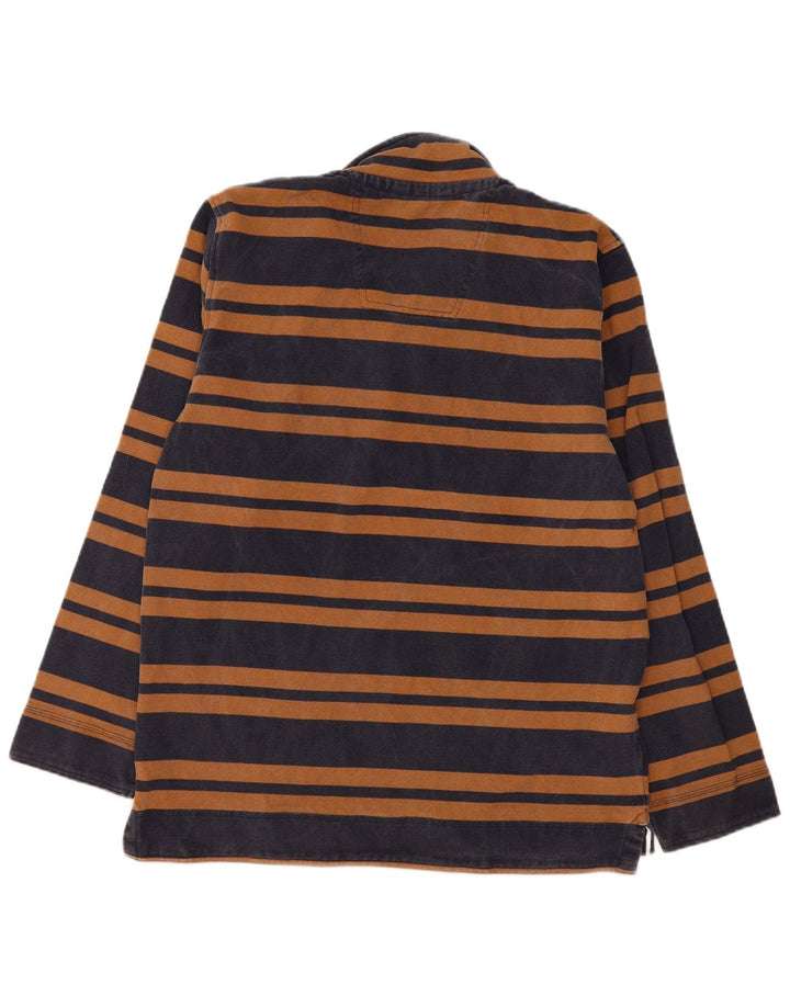 Crew Clothing Mens Zip Neck Sweatshirt Jumper Medium Navy Blue Striped
