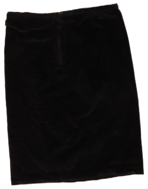 Vintage Womens Velvet Straight Skirt W34 Large Black
