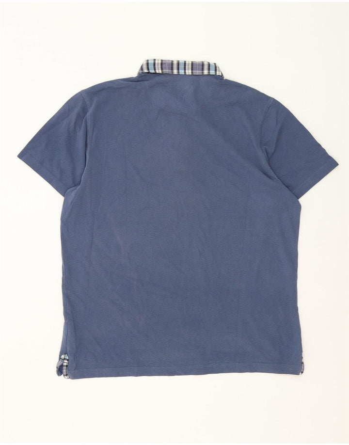 Pierre Cardin Mens Regular Fit Polo Shirt Large Blue Check Cotton
