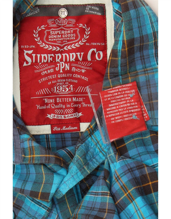 Superdry Flanelskjorte til mænd mellemblå ternet bomuld