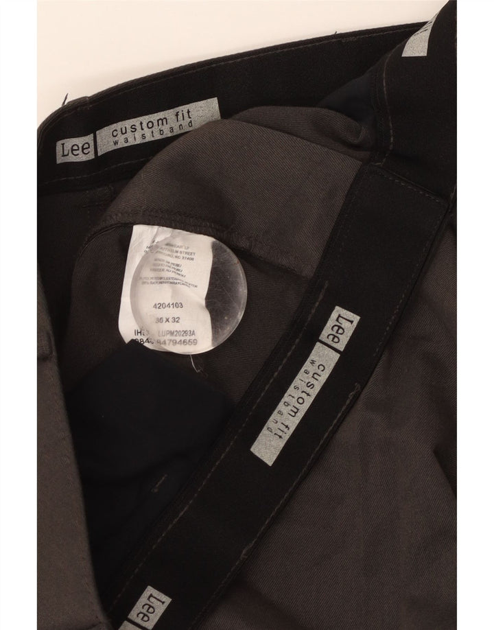 LEE Mens Custom Fit Pegged Chino Trousers W36 L32 Grey Polyester