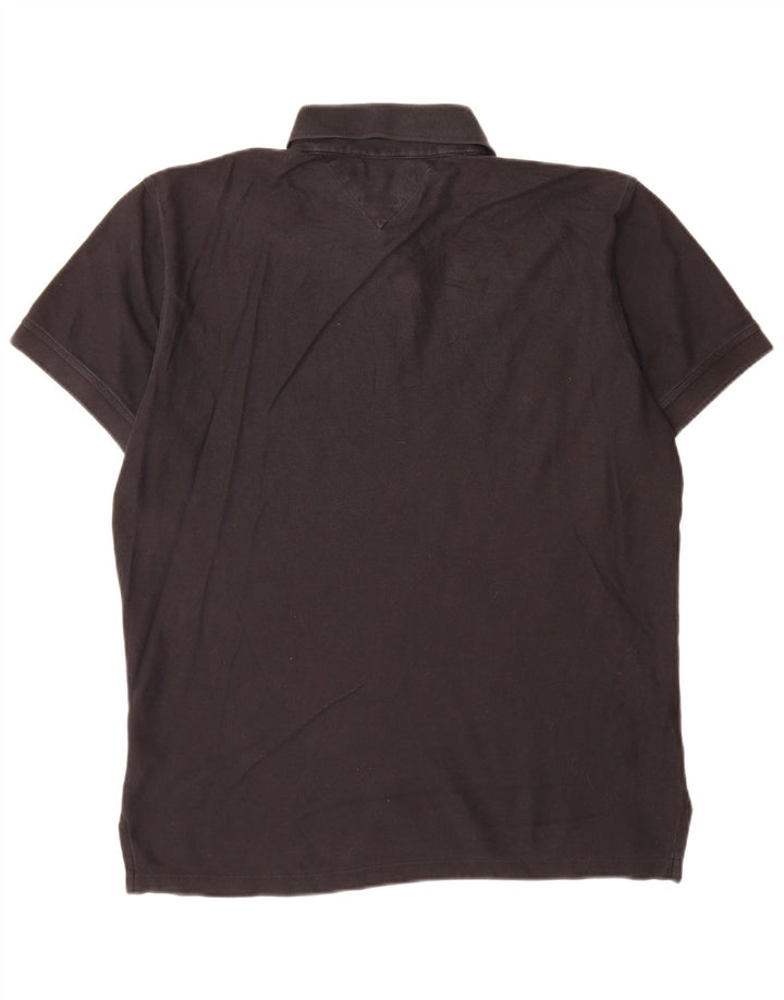 Tommy Hilfiger Mens Regular Fit Polo Shirt Large Black Cotton
