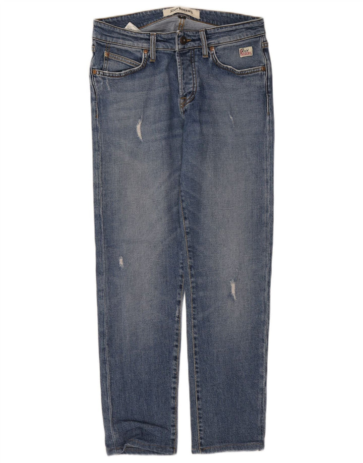 Roy Rogers Womens Distressed Slim Jeans W31 L29 Blue Cotton