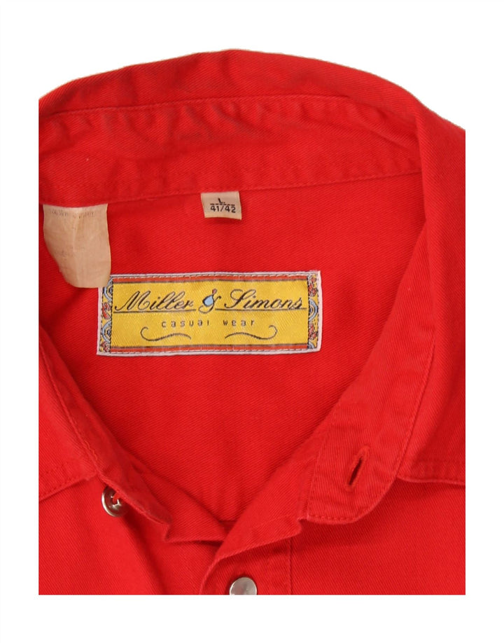 MILLER & SIMONS Mens Shirt Size 41/42 Large Red Cotton Vintage Miller & Simons and Second-Hand Miller & Simons from Messina Hembry 