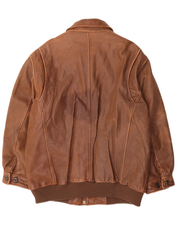 Eddie Bauer Jachetă din piele de zbor pentru bărbați căptușită UK 40 Large Brown