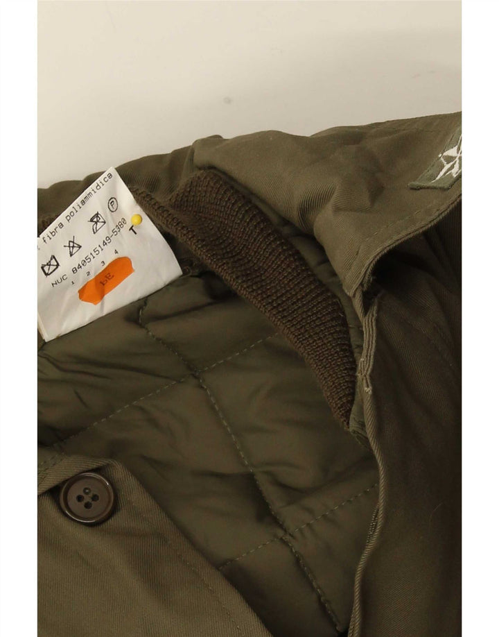 Vintage Mens Military Jacket IT 54 2XL Khaki Polyamide