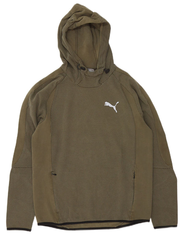 Felpa con cappuccio da uomo Puma, cotone maculato medio kaki