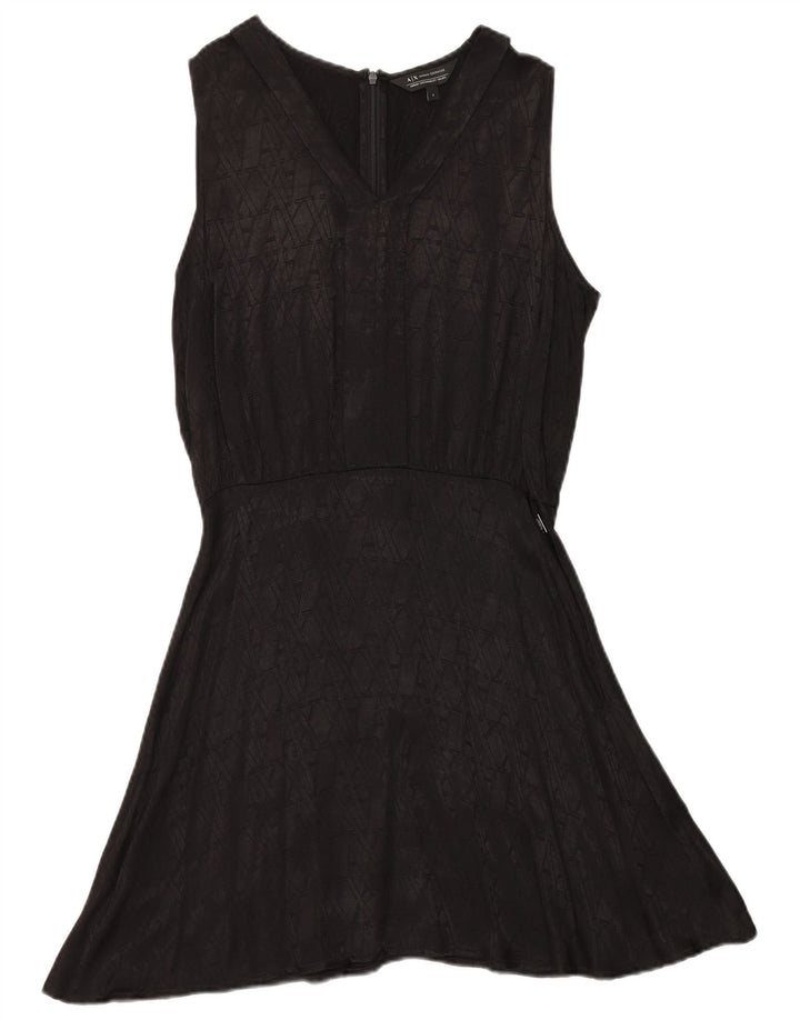 ARMANI EXCHANGE Womens Graphic Sleeveless A-Line Dress US 6 Medium Black