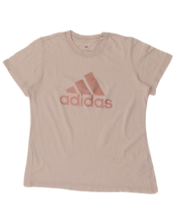 Adidas Dame Grafisk T-Shirt Top UK 14 Stor Hvid Bomuld