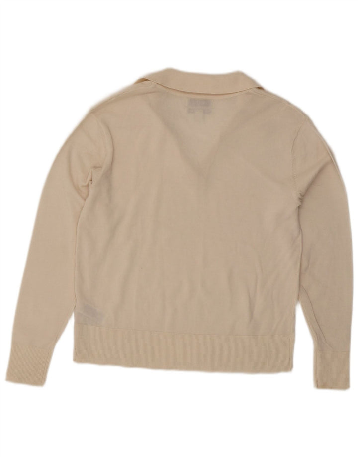 Marks & Spencer Womens Polo Neck Jumper Sweater UK 12 Medium Off White