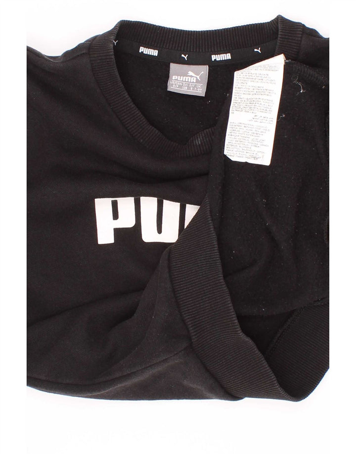 Puma Boys Graphic Sweatshirt Jumper 7-8 Years Black Cotton