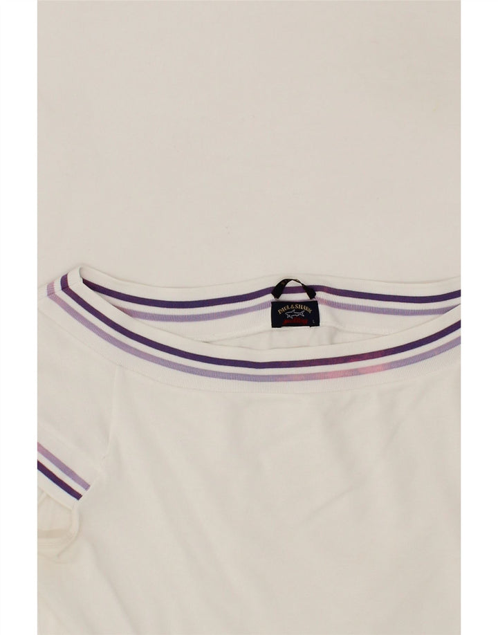 PAUL & SHARK Womens T-Shirt Top UK 14 Large White Vintage Paul & Shark and Second-Hand Paul & Shark from Messina Hembry 