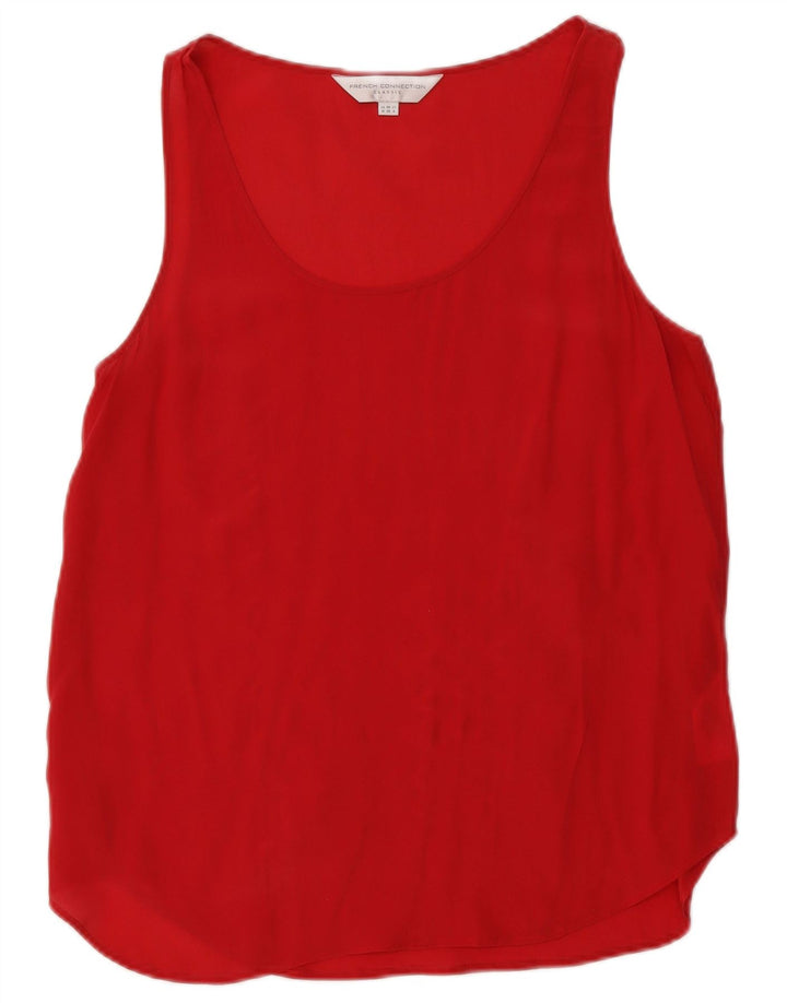 French Connection Womens Sleeveless Blouse Top UK 10 Small Red Silk
