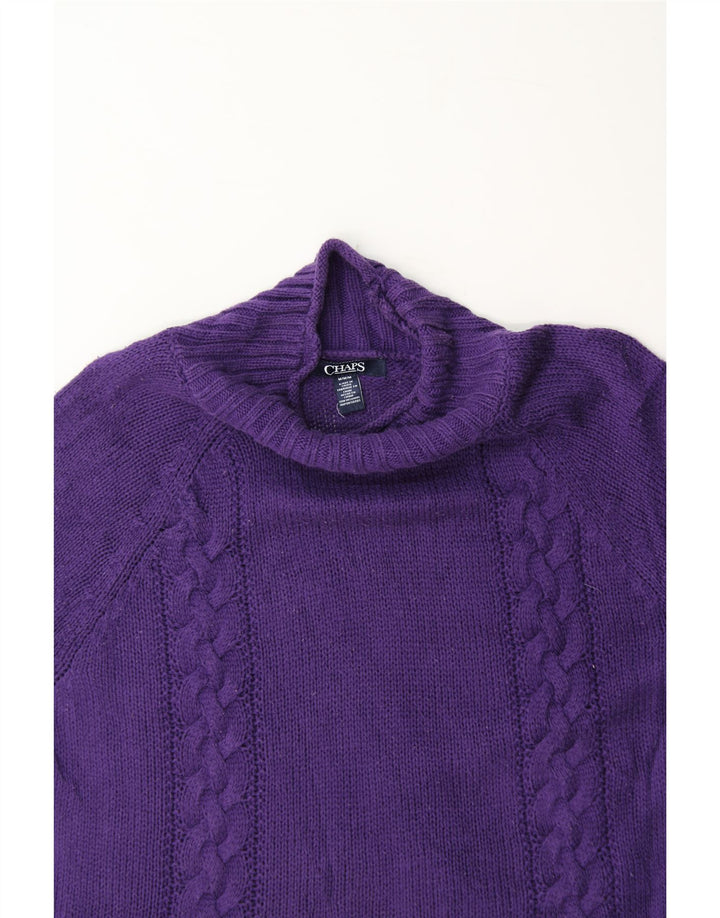 CHAPS Womens Turtle Neck Jumper Sweater UK 14 Medium Purple Cotton Vintage Chaps and Second-Hand Chaps from Messina Hembry 