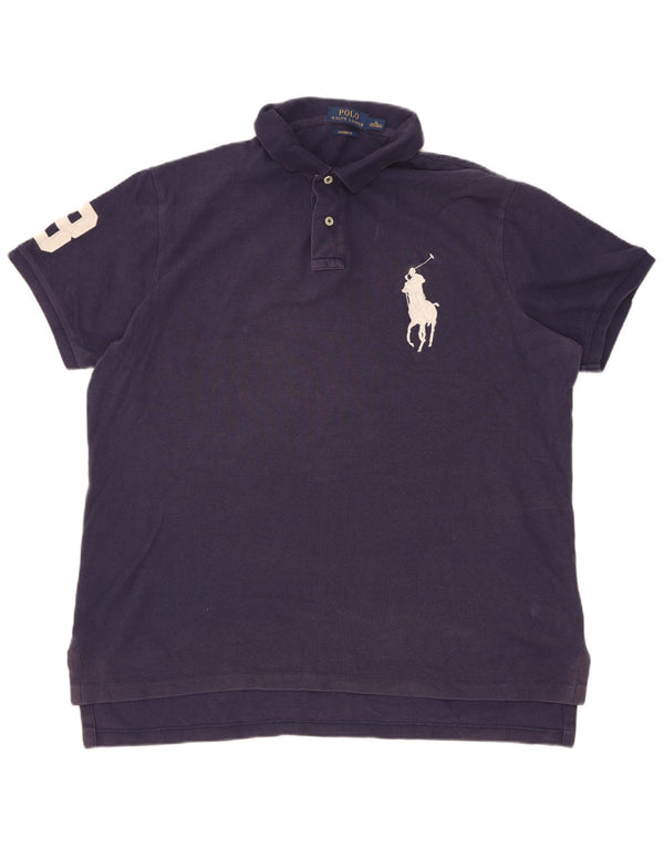 Polo Ralph Lauren da uomo con vestibilità grafica personalizzata XL in cotone blu navy
