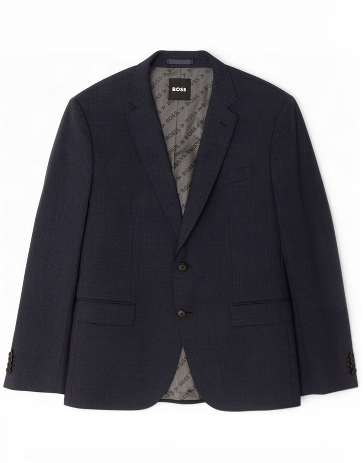 Hugo Boss férfi 2 gombos blézerkabát UK 52 XL sötétkék gyapjú