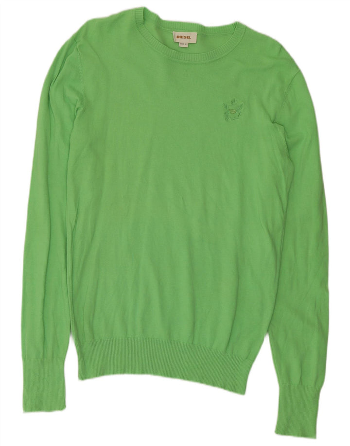 Maglione maglione con scollo a barca da uomo Diesel verde medio