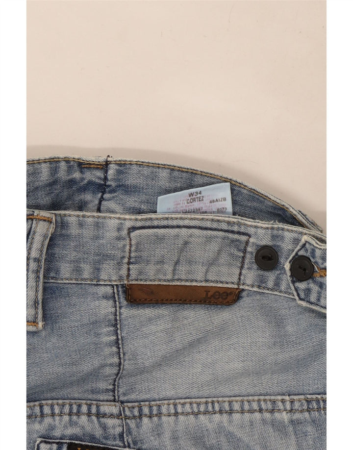 Lee Mens Denim Shorts W34 Grande Algodón Azul