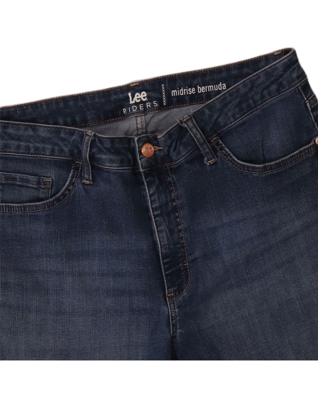 LEE Womens Riders Mid Rise Bermuda Denim Shorts W32 Medium Blue