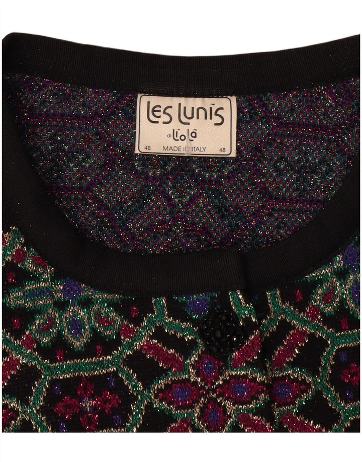 Les Lunis Womens Cardigan Sweater IT 48 XL Multicoloured Geometric Wool