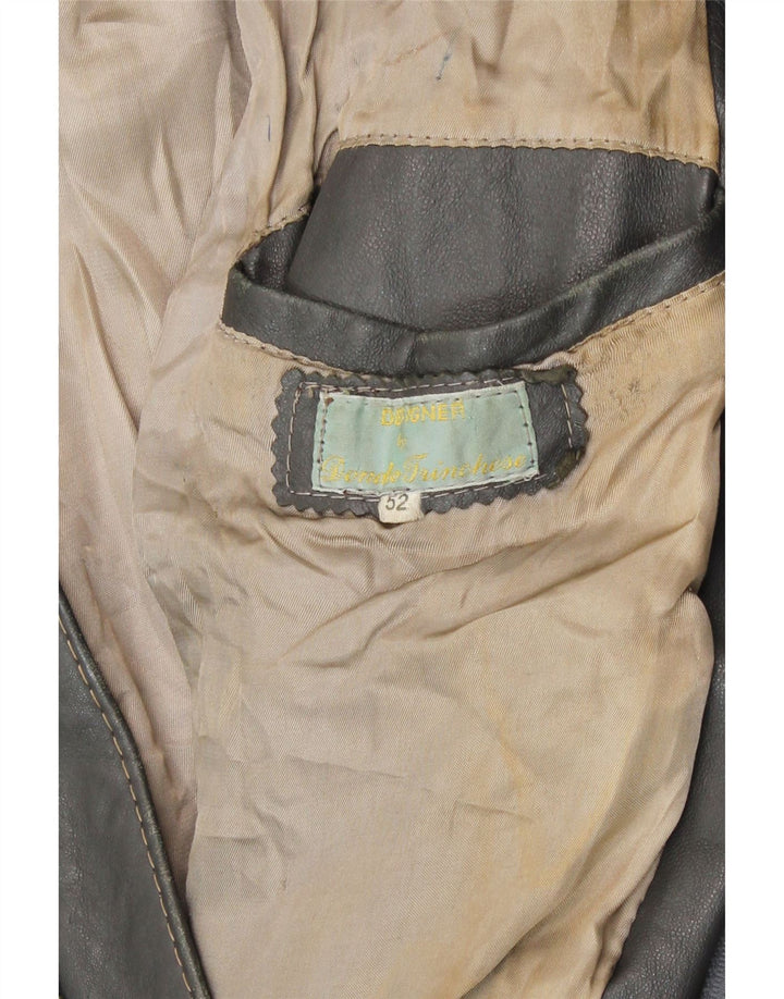 Vintage herre læderjakke IT 52 XL Grå læder