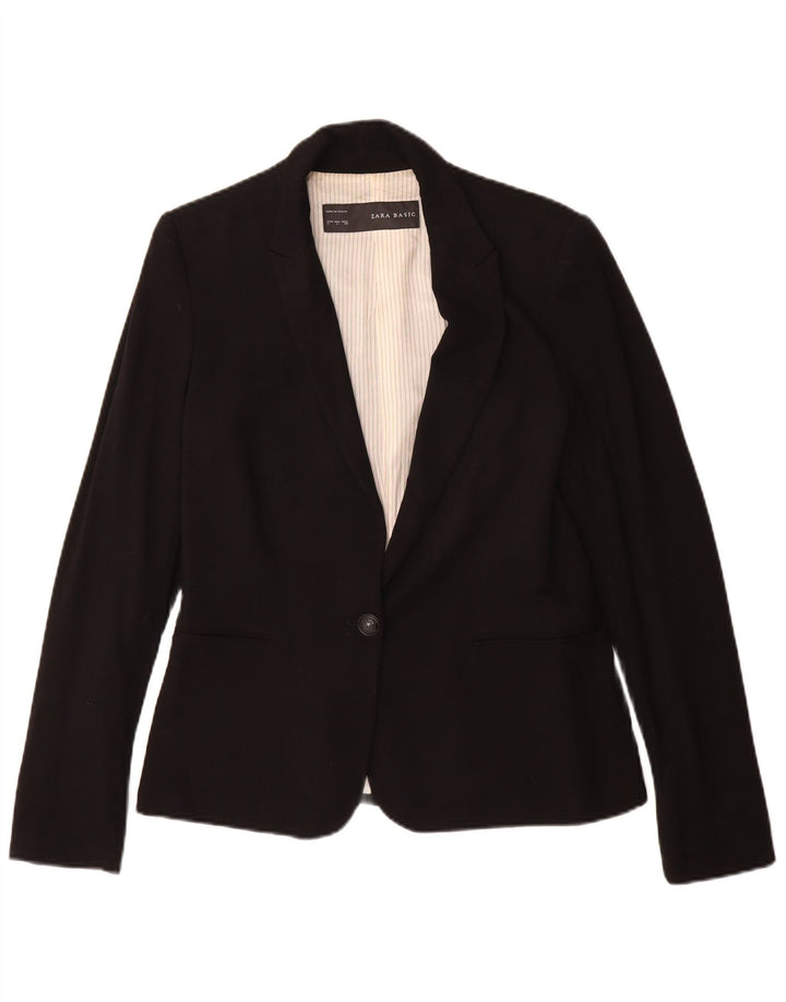 Zara Chaqueta Blazer De 1 Botón Para Mujer UK 46 Grande Viscosa Negra