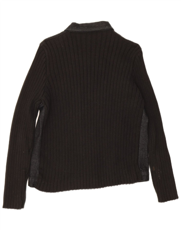 Marks & Spencer Womens Cardigan Sweater UK 16 Large Black Cotton