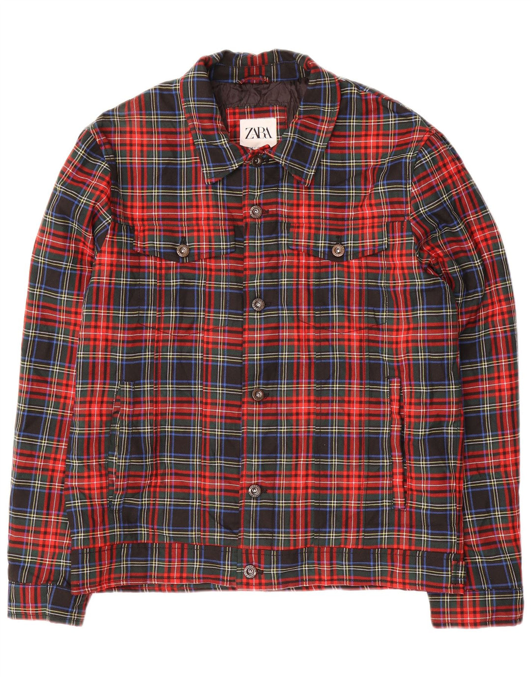 Zara Herren Bomberjacke UK 40 Large Red Check Polyester