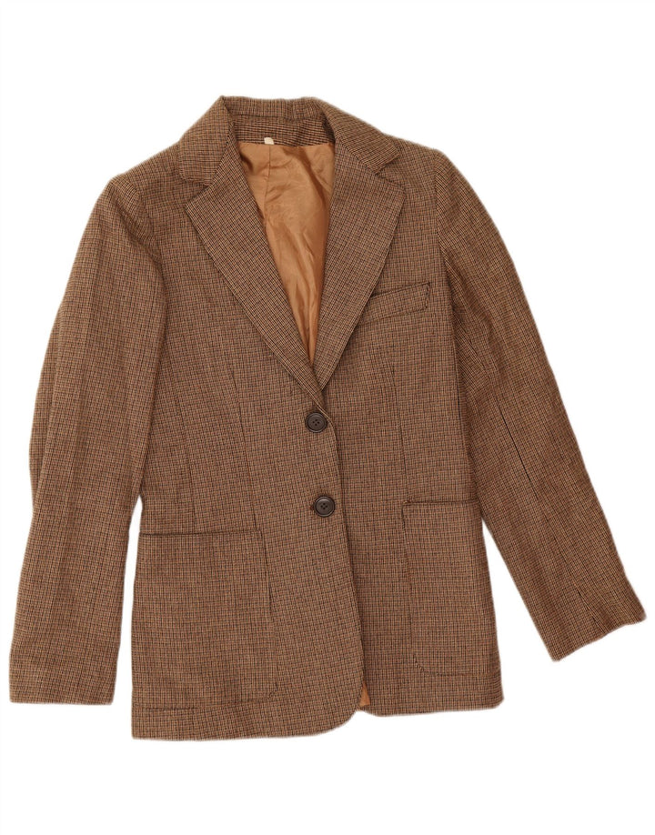 Vintage Womens 2 Button Blazer Jacket IT 42 Medium Brown Houndstooth