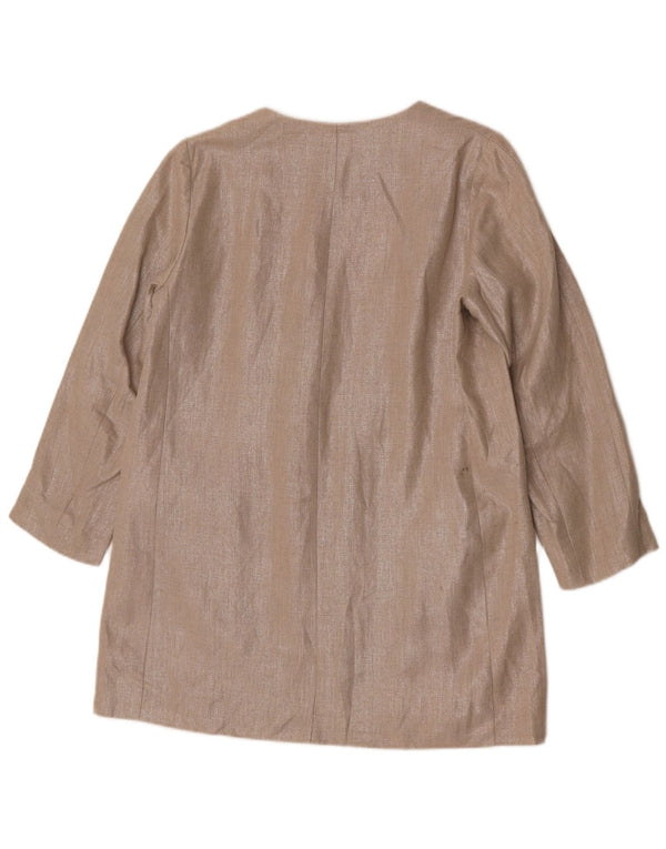 Jaqueta Zara Womens Open Blazer UK 14 Médio Bege Linho