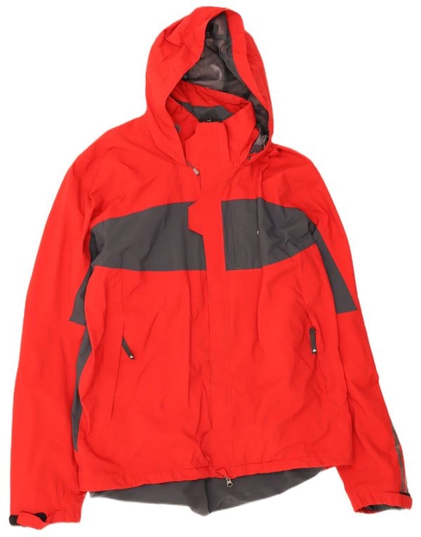 Adidas Veste coupe-vent à capuche pour homme UK 44 2XL Rouge Colourblock Polyamide