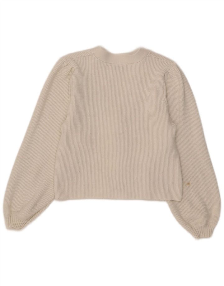 Zara Womens Crop Cardigan Sweater UK 12 Medium White Viscose