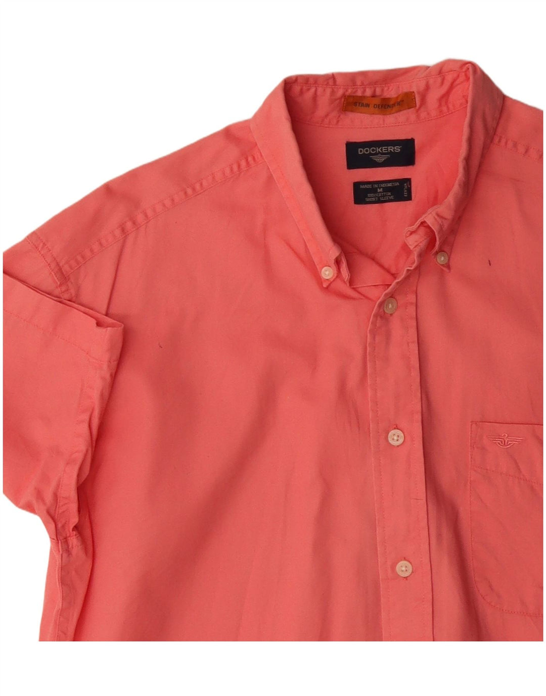 Dockers Mens Short Sleeve Shirt Medium Pink Cotton