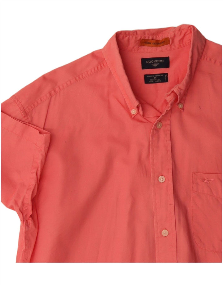 Dockers Mens Short Sleeve Shirt Medium Pink Cotton