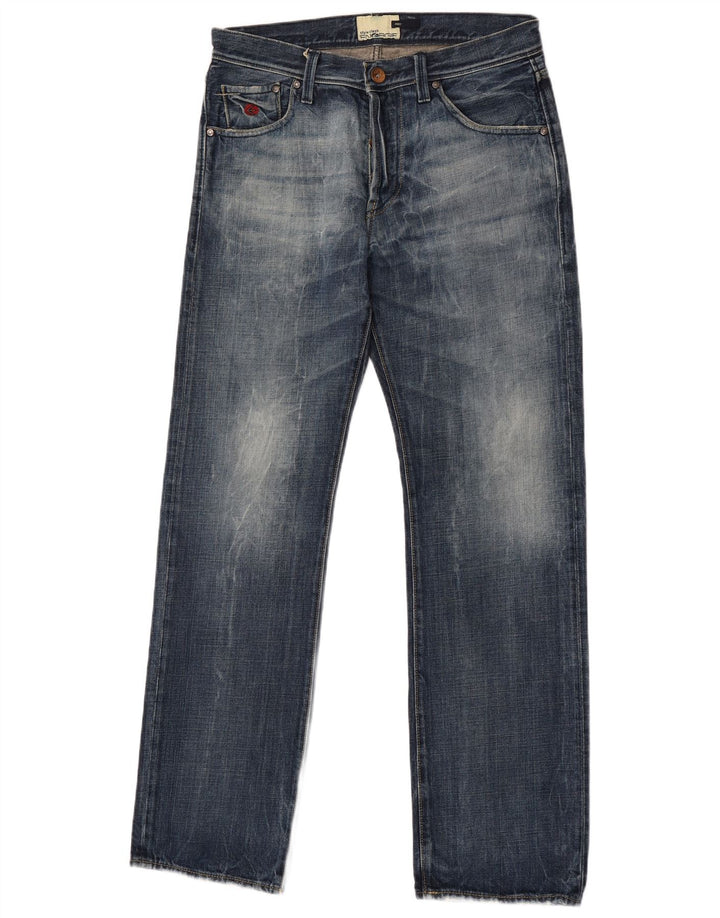 Energe Mens Straight Jeans W33 L34 Blue Cotton
